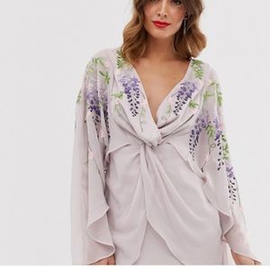 mini cape dress with trailing embroidery